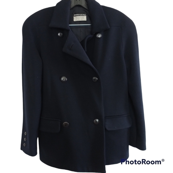 Bergdorf Goodman & Jennifer George Jackets & Blazers - Bergdorf Goodman/Jennifer George Pea Coat Navy Vintage 6
